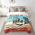thumbnail image 2 of Homewish Rustic Lake House Twin Bedding Sets 7-Piece for Teen, Countryside Fishing Bedding Comforter Set, Blue Red Wooden Plank Reversible Sheet Sets, Luxury Bedroom Decor, 2 of 7