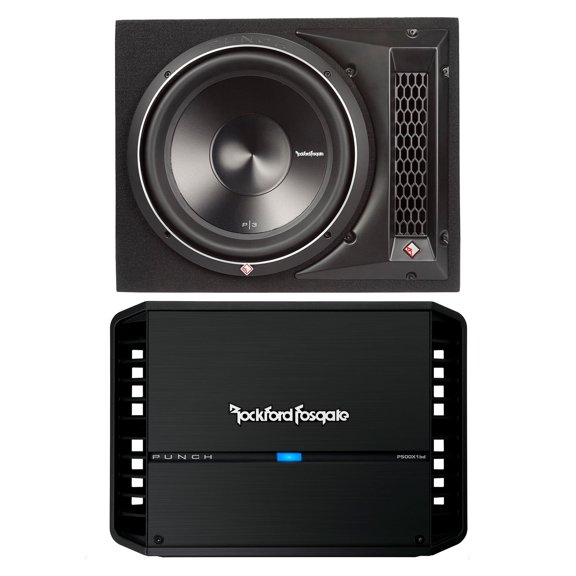 Rockford P3-1X12 Single 12" DVC P3 Series Subwoofer in Ported Enclosure with P500X1bd Punch Series Amplifier