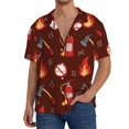 thumbnail image 3 of Gaeub Fire Extinguisher Men's Lapel Short Sleeve Shirt, Relaxed Fit Shirt, Soft and Breathable for Outdoors Party Travel - X-Large, 3 of 7
