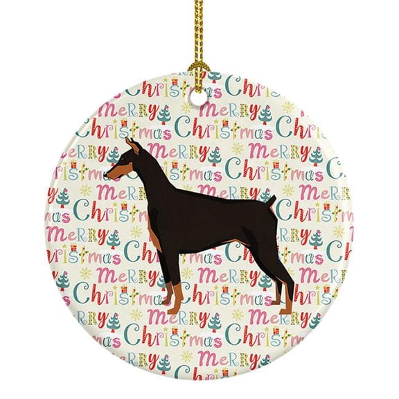 Doberman Pinscher Merry Christmas Ceramic Ornament 2.8 in x 2.8 in