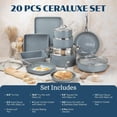 thumbnail image 3 of Granitestone 20 Pc Pots and Pans Set Non Stick, Pots and Pans Ceramic Cookware Set with Square Pan, Pot and Pan Set with Bakeware/Utensils, Non Stick Pots and Pan Set, Oven/Dishwasher Safe, Gray, 3 of 10