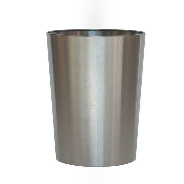 Mainstays Brushed Nickel Metal Bathroom Wastebasket, 2.2 gal Walmart