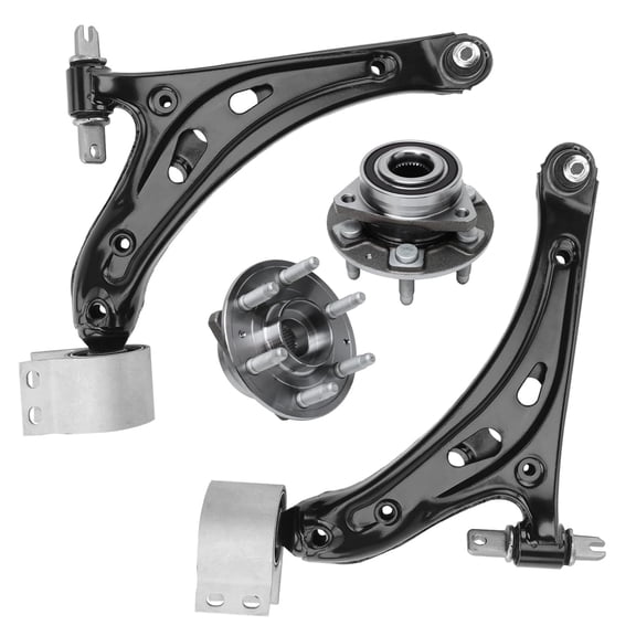 Detroit Axle - Front End Kit for 2017 2018 2019 2020 2021 2022 GMC Acadia Cadillac XT5, 2 Lower Control Arms with Ball Joint 2 Wheel Bearing Hubs Assembly Replacement