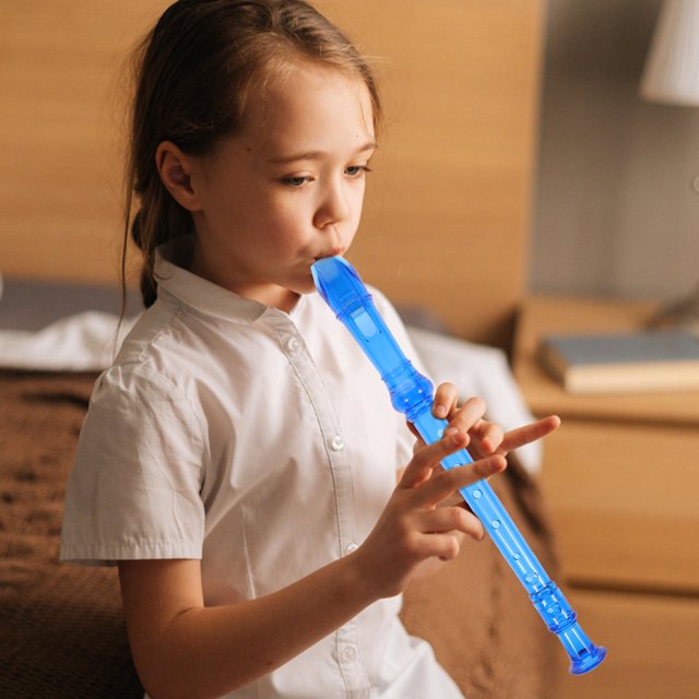 OULII 2 Pcs Instruments de Musique pour Enfants Flûte à Enregistreur Soprano 8 Trous Bleu 32x1.2in