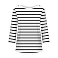 thumbnail image 3 of OSFVNOXV 3/4 Sleeve T Shirts for Women,Loose Fit Breathable Graphic T-Shirts,Striped Print Oversized Crewneck Summer Shirts ,L-5XL, 3 of 5