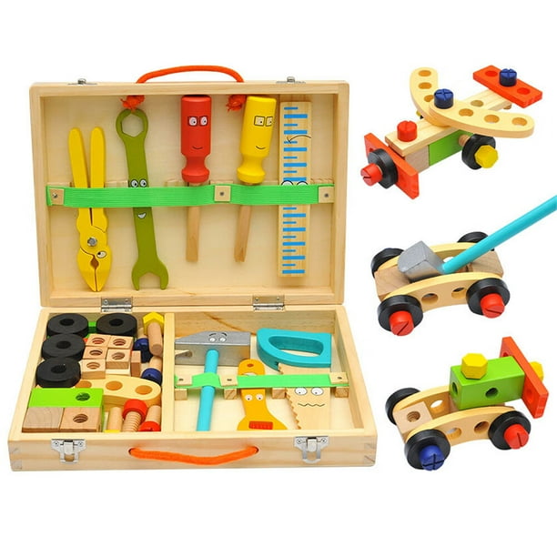 Juguete de construccion Caja de juguetes de madera DIY Kid Juego de simulacion educativo Juguetes para ninos Ninos 3 4 5 6 7 anos Ninos Ninas Ninos Cumpleanos Regalo de Navidad Rojo