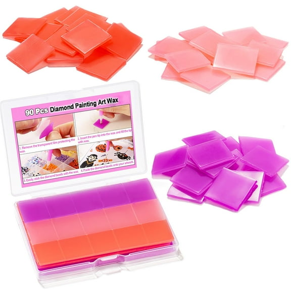 Diamond Painting Art Wax Refills, 90 Pcs Colorful Putty Glue for Diamond Art, 0.8x0.8 Inch Wax Squares with Storage Box, Accessories for DIY Diamond Embroidery, Nail Art, Crafts