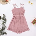 thumbnail image 4 of FYMNSI Mommy and Me Rompers Matching Outfit Sleeveless Belted Casual Jumpsuit Spaghetti Strap Short Overall Set Pink (Baby 3-6M), 4 of 10