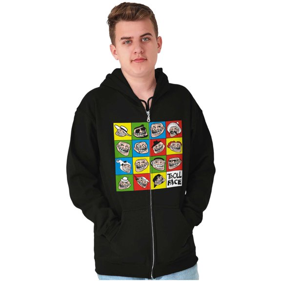 Troll Face Internet Memes Big Smiley Zip Up Hoodie Men's Women's Brisco Brands S