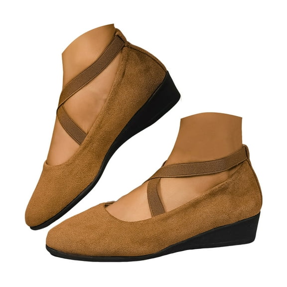 Mostsola Sandals for Women 2025 Suede Wedges Heels Closed Toe Bow Slip on Dressy Walking Shoes