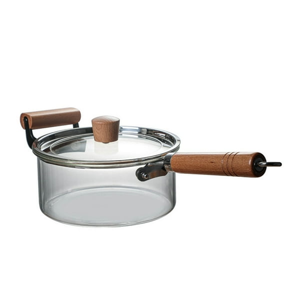 Glass milk pot, transparent glass pot with lid and handle, transparent glass soup pot, pasta cooker with lid, for noodle soup, salad, hot milk, simmer pot