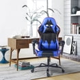 thumbnail image 2 of CRO Decor PVC Gaming Chair USA Comics Style Leather with Lumbar Support in Blue, 2 of 10