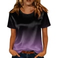 thumbnail image 2 of Womens Satin Summer Tops Short Sleeve Gradient Blouses Crew Neck Shirts Business Casual Outfits Fashion Clothing 2026, XL, 2 of 8