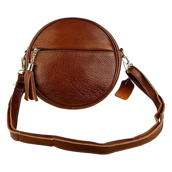 Leather Shoulder Bag Round Purse Handbag for Women Travel Work Party Casual Outfit Accessory