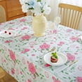 thumbnail image 3 of Honellaty Floral Tablecloth Rectangle, Spring Vinyl Table Cloth with Flannel Backing, Heavy Duty PVC Table Cover for Dining, Kitchen, Party, Mother's Day(60×120 Inch) Pink Rose, 3 of 7