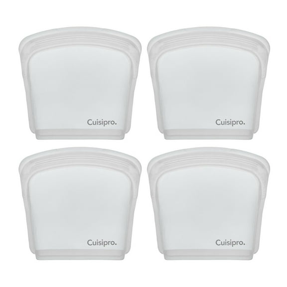 Cuisipro Silicone Seamless Reusable Bags (Clear, 5.25 x 4.75-inch, 4-Pack)