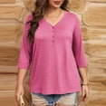 thumbnail image 7 of Shirts For Women Sevevn Women Plus Size V-Neck 3/4 Sleeve Casual T-Shirts Loose Basic Tunic Tees, 7 of 7