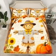 thumbnail image 2 of Manfei Cartoon Scarecrow Queen Sheet Sets for Boys Girls, Thanksgiving Day Pumpkin Flat Sheet, Autumn Sunflower Leaf Queen Fitted Sheet, Lightweight Room Decor 4 Pieces, 2 of 7