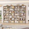 thumbnail image 5 of Hiphuta 84" Tall Double Wide 7-Tier Bookcase with 14 Cubes, Large Open Bookcase for Home Office and Living Room, Freestanding Display Book Shelves, Light Oak, 5 of 8