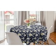 thumbnail image 1 of Exotic Round Tablecloth, Abstract Tropic Pattern with Plumeria Flowers and Leafy Branches, Circle Table Cloth Cover for Dining Room Kitchen Decor, 60", Indigo Mustard and White, by Ambesonne, 1 of 1