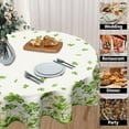 thumbnail image 3 of St Patrick''s Day Round Tablecloth 60 Inch Spring Holiday Green Shamrock Floral Table Cloth Rustic Farmhouse Polyester Table Cover for Party Kitchen Dining Room Home Decor, 3 of 6