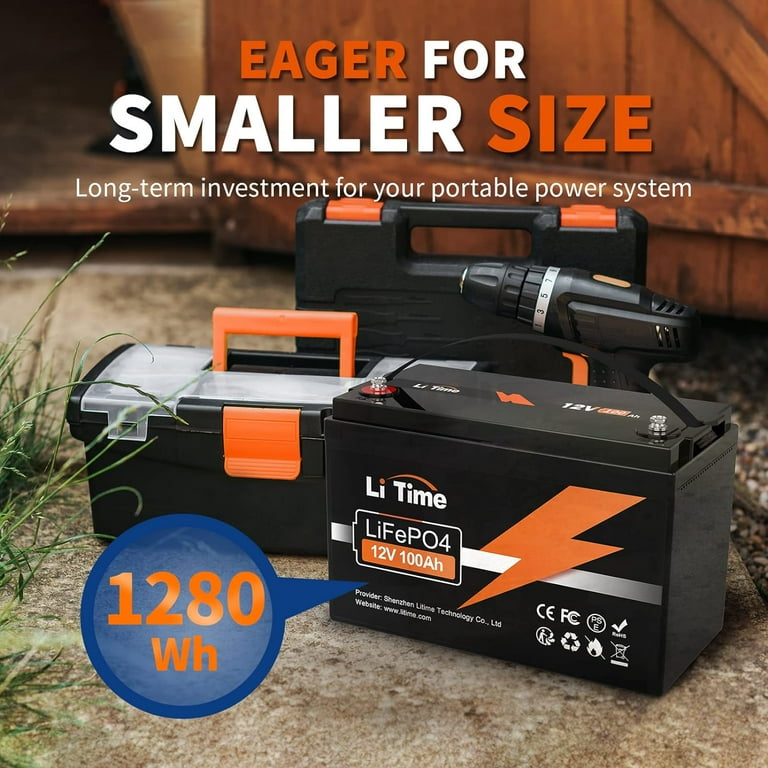 LiTime 12V 100Ah LiFePO4 Lithium Deep Cycle Battery 100A BMS