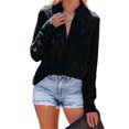 thumbnail image 2 of Sunloudy Camisas elegantes para mujer, blusa de gasa con botones de manga larga de jacquard de color puro Sunloudy  S M L XL XXL, 2 of 7