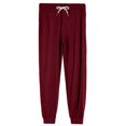 thumbnail image 7 of Men's Solid Color Pajama Pants with Pockets & Drawstring - Cuffed Jogger Sleep Bottoms for Men, Elastic Waist Soft Lightweight Lounge Homewear Wine XL, 7 of 7