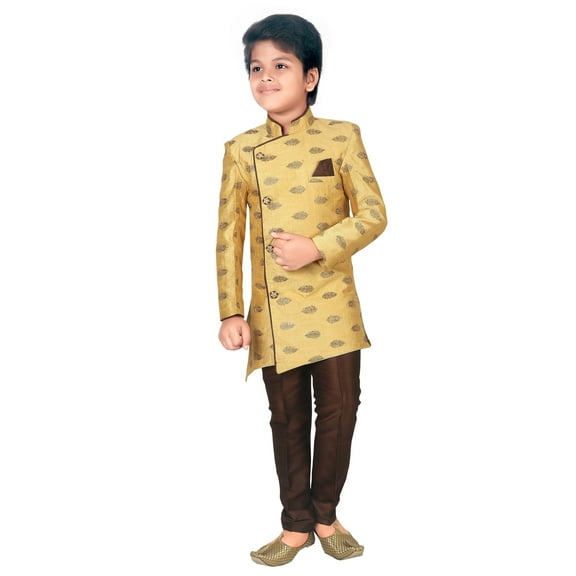 Ahhaaaa Ethnic Printed Embroidery Sherwani and Pyjama for Boys