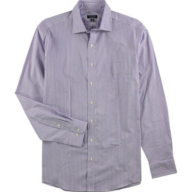 Club Room - Camisa de vestir con botones a rayas para hombre, color morado, cuello de 18.5 pulgadas, manga de 34 a 35 pulgadas