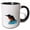 Black/White, variant on 3drose, Turquoise Blue Fishing Bird Vector Art, 11oz Two-tone Black Mug