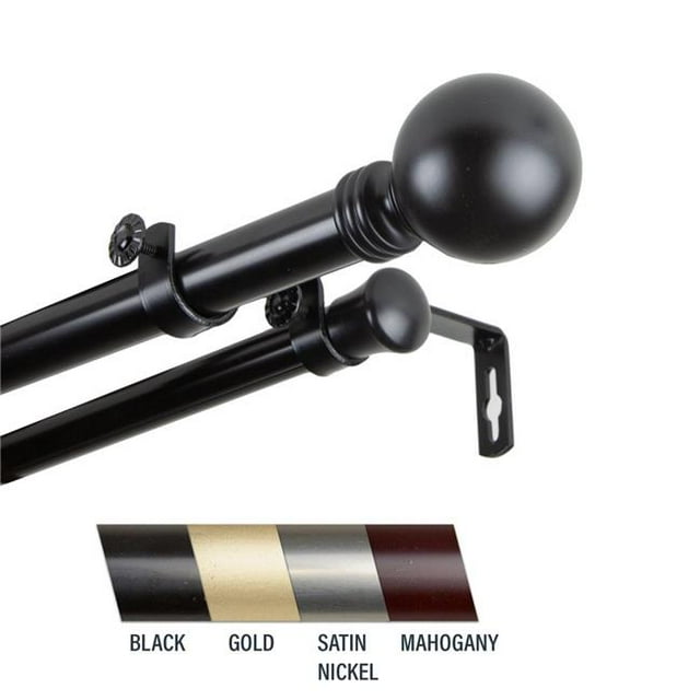 Central Design 100-01-1602-D Globus 1 Po Tringle à Rideaux Double, 160-240 Po - Noir