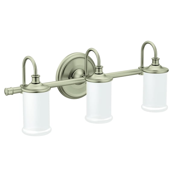 Moen Belfield Brushed Nickel 3-Light Dual-Mount Bath Bathroom Vanity Fixture with Frosted Glass