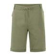 thumbnail image 3 of Bcfgryg Summer Cotton Linen Shorts For Men Solid Color Casual Drawstring Waist Lightweight Breathable Knee Length Cargo Shorts Men Green L, 3 of 5
