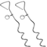 Katzco Tie Out Dog Stake, Corkscrew Style,Chromed Metal,8 mm x 16 Inches, 2 Pack