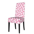 thumbnail image 1 of Dining Chair Back Cover, Water Washing, Disassembly Chair Sleeve Sliding Cover Protective Cover-Pink Check Board Pattern Chair Protectors Seat Covers, 1 of 8