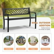 NiamVelo Patio Park Garden Bench Outdoor Metal Benches, 400 lbs Cast Iron Steel Frame Chair with PVC Mesh Pattern - for Park Yard Front Porch Path Yard Lawn Decor Deck Furniture, Black