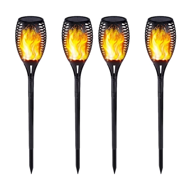Lámpara Llama Solar 12LED Lámpara Tierra para Césped Lámpara Antorcha para Jardín Y Patio Exterior (4 Unidades) Tamaño Pequeño Con Vídeo