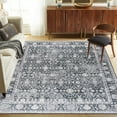 thumbnail image 3 of ReaLife Machine Washable Rug - Stain Resistant, Non-Shed - Eco-Friendly, Padded, Family & Pet Friendly - Premium Recycled Fibers -Vintage Distressed Trellis -Charcoal, Dark Gray, Ivory, 7'6" x 9'6", 3 of 5