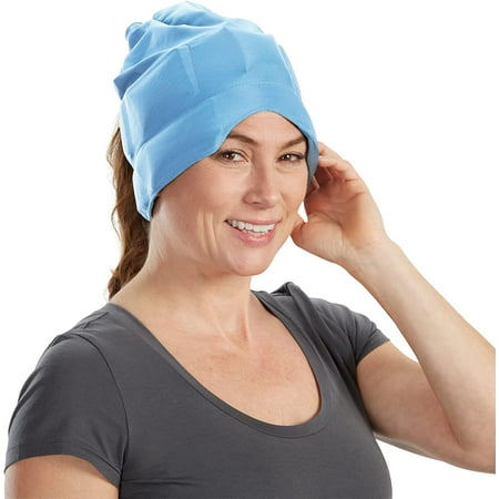 Aculief Headache and Migraine Relief Hat - Cold Packs, Relaxation – Light Blue