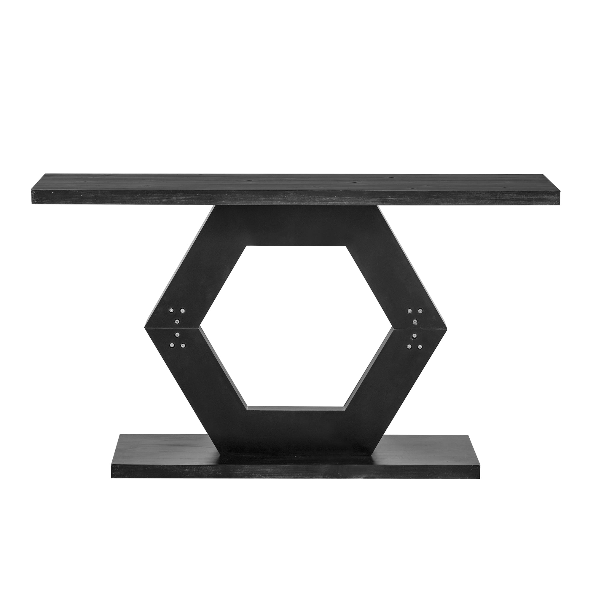Euroco Modern Entryway Table, 55" Wooden Console Table with Hollow Hexagon Leg,Accent Table Sofa Table for Hallway, Entryway, Living Room,Black