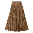 thumbnail image 1 of B91xZ Long Skirts for Women Solid Color Mini Wrap Skirt Holiday High-Rise Waist Short Skirt,Coffee One Size, 1 of 5