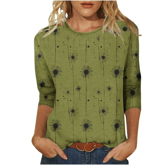 My Items Fall Blouses for Women 2025 Women's Shirts Casual Tops for Women 3/4 Sleeve Blouses New & Trending