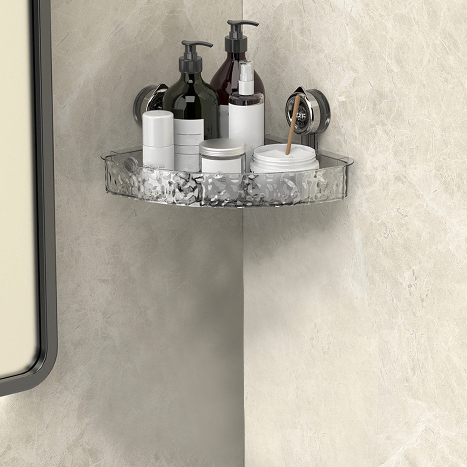 Étagère De Salle De Bain à Ventouse, Style Glacier Léger Et Luxueux, Support à Ventouse, Sans Perçage, Organisateur De Douche Avec Motif Glacier, Durable Et Stable