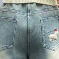 thumbnail image 4 of Ruyang Teen Girls Baggy Jeans Streetwear Distressed Elastic High Waisted Jeans for Girls Embroidered Denim Pants, 4 of 7