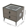 thumbnail image 2 of Dark Grey Smart Nightstands with Fingerprint Lock Drawer, Wireless Charging Station, USB Port, Nightstand with 3 Color LED Lights and Speaker, Modern Wooden End Side Table 2 Drawers, 2 of 16