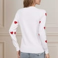 thumbnail image 4 of GUZOM Sweaters Womens White Heart Pattern Sweater - 100% Polyester Crew Neck Long Sleeve, Soft Durable, Valentine's Day Casual Wear, S/M/L/XL,Size L, 4 of 6