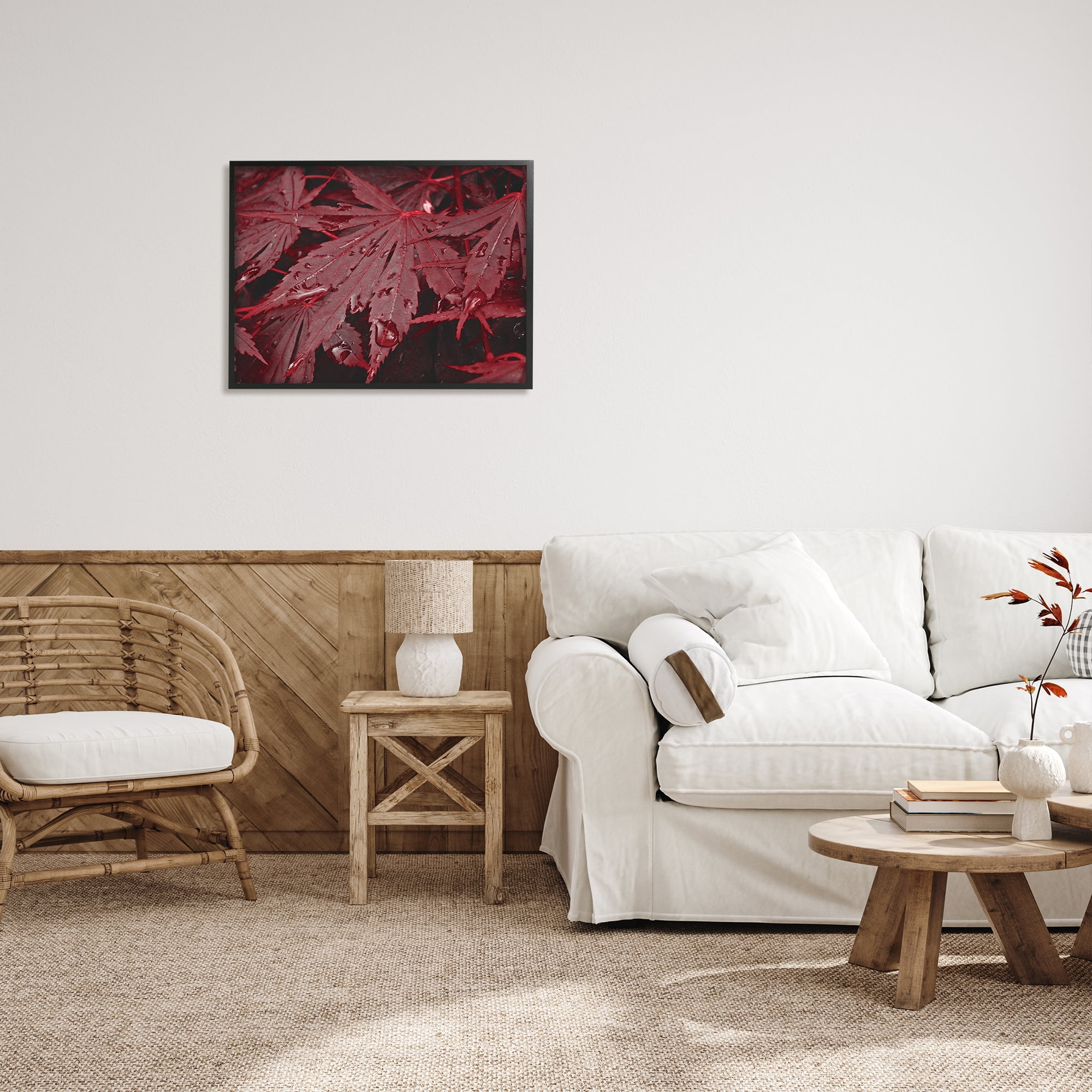 Stupell Industries Red Maple Leaves Botanical & Floral Photography Black Framed Art Print Wall Art, 30 x 24