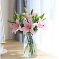 thumbnail image 3 of Viworld Artificial Tiger Lily 5Pcs Latex Fake Flowers Real Touch Bouquet For Wedding Party Home Office Garden Hotel Decor (Light Pink), 3 of 7