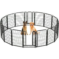 Petorldog 40" Metal Dog Playpen, 16 Panels, Portable Fence for Small/Medium Dogs - Indoor/Outdoor Use (Black-Silver)